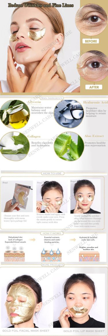 gold foil eye mask details